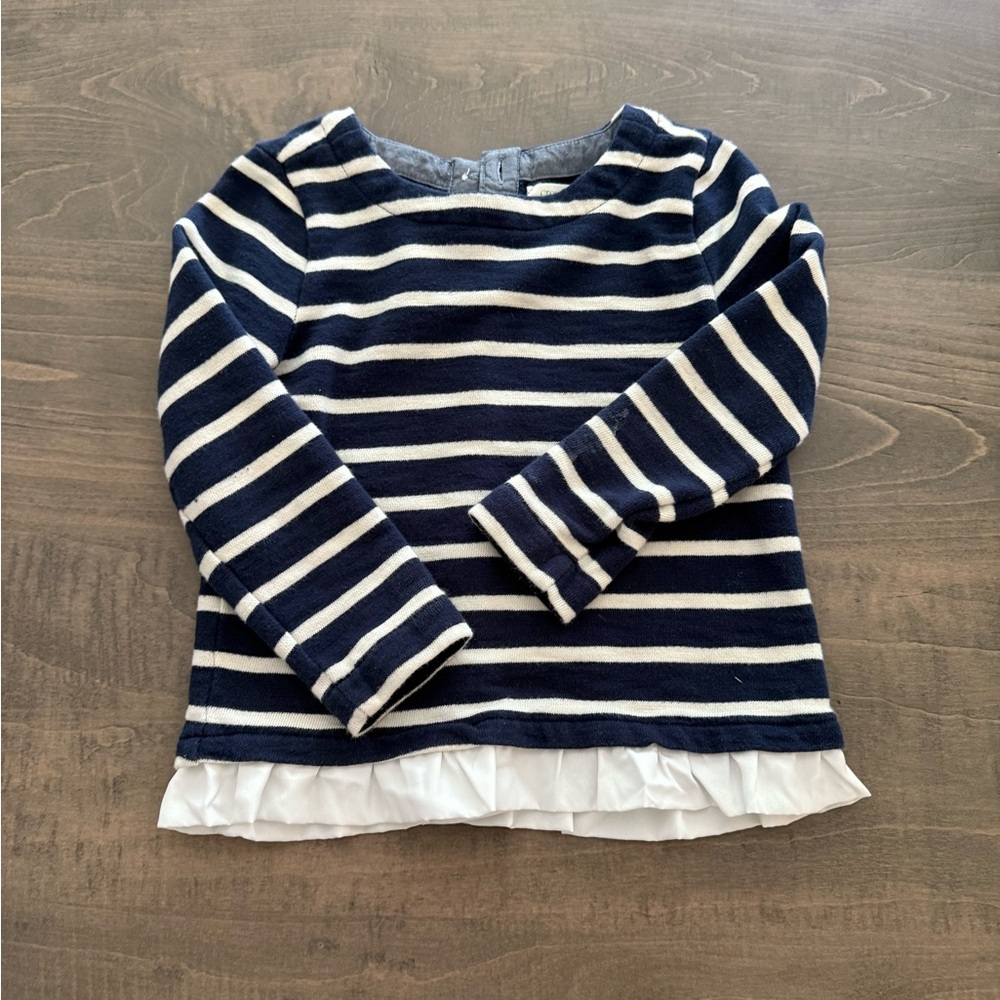 J. Crew - Size 3 - Kids Striped Navy and White Sweater with Back Button Detail